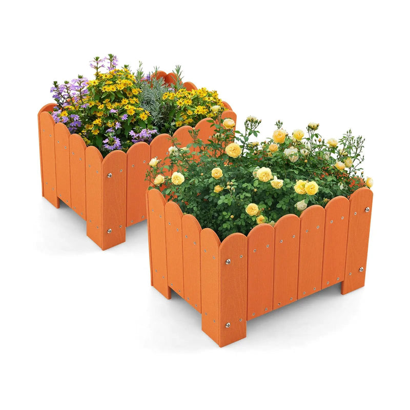 2 Pack Rectangular Planter Box with Drainage Gaps for Front Porch Garden Balcony by DirectDeals