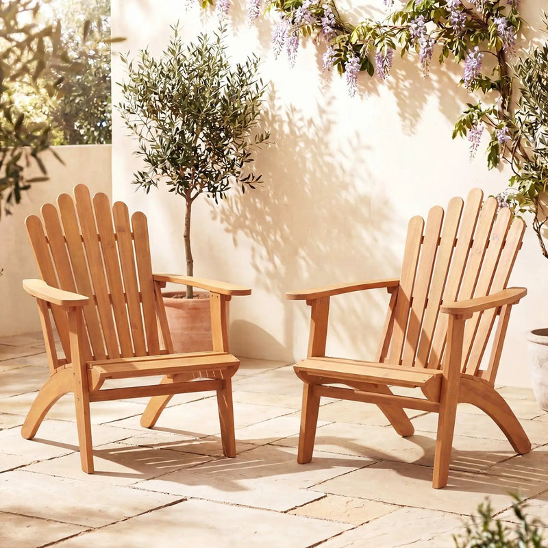 Stackable Adirondack Chairs - Solid Acacia Wood (2-Pack) by DirectDeals