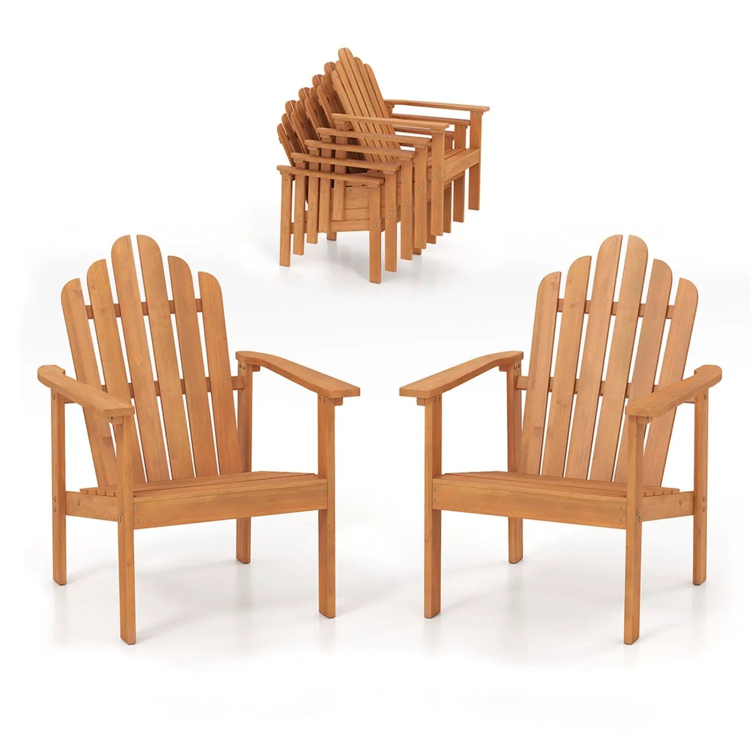 Stackable Adirondack Chairs - Solid Acacia Wood (2-Pack) by DirectDeals