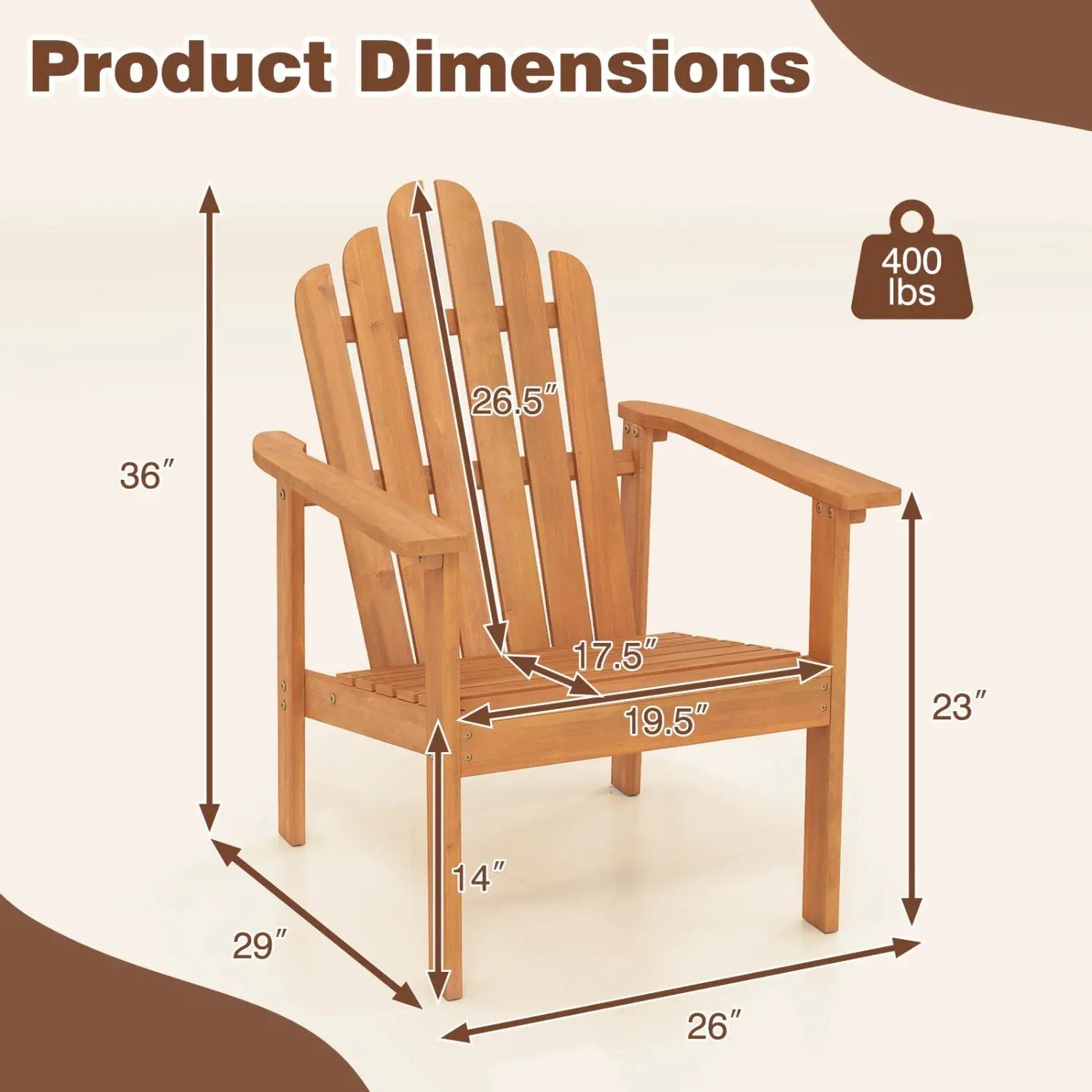 Stackable Adirondack Chairs - Solid Acacia Wood (2-Pack) by DirectDeals