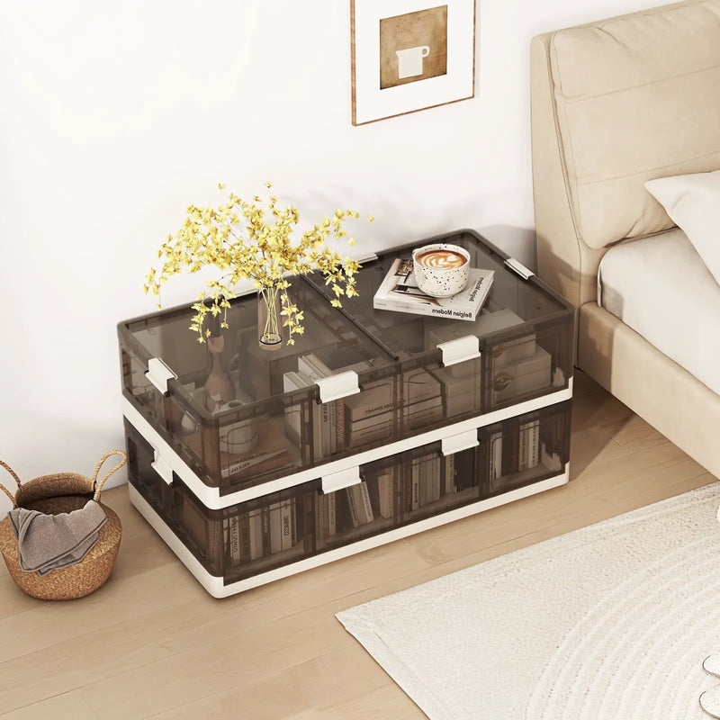 2 Pack Stackable Storage Containers Rolling Plastic Storage Bins by DirectDeals