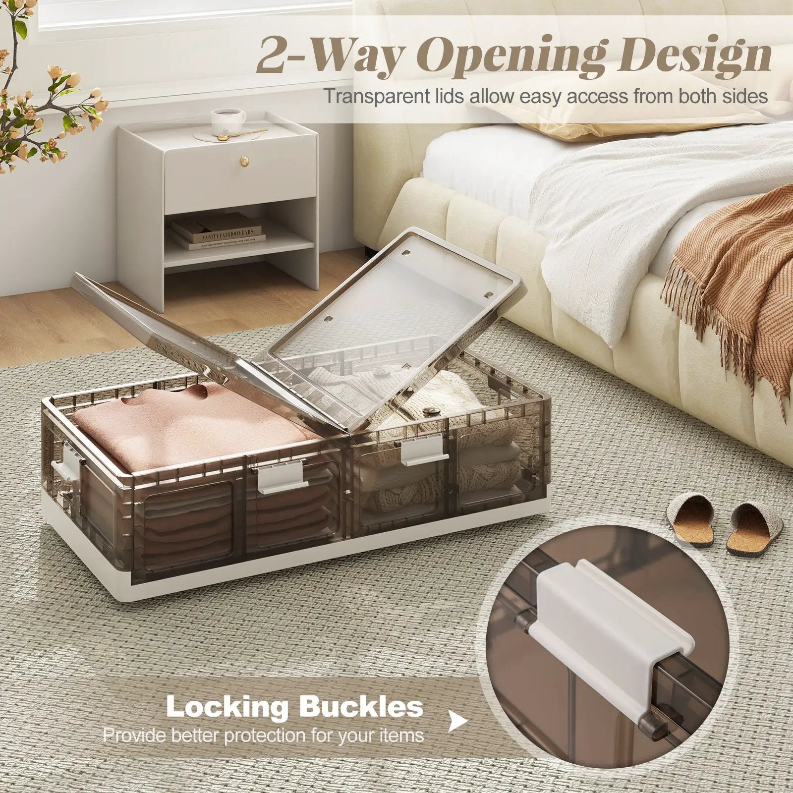 2 Pack Stackable Storage Containers Rolling Plastic Storage Bins by DirectDeals