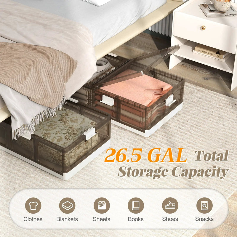 2 Pack Stackable Storage Containers Rolling Plastic Storage Bins by DirectDeals