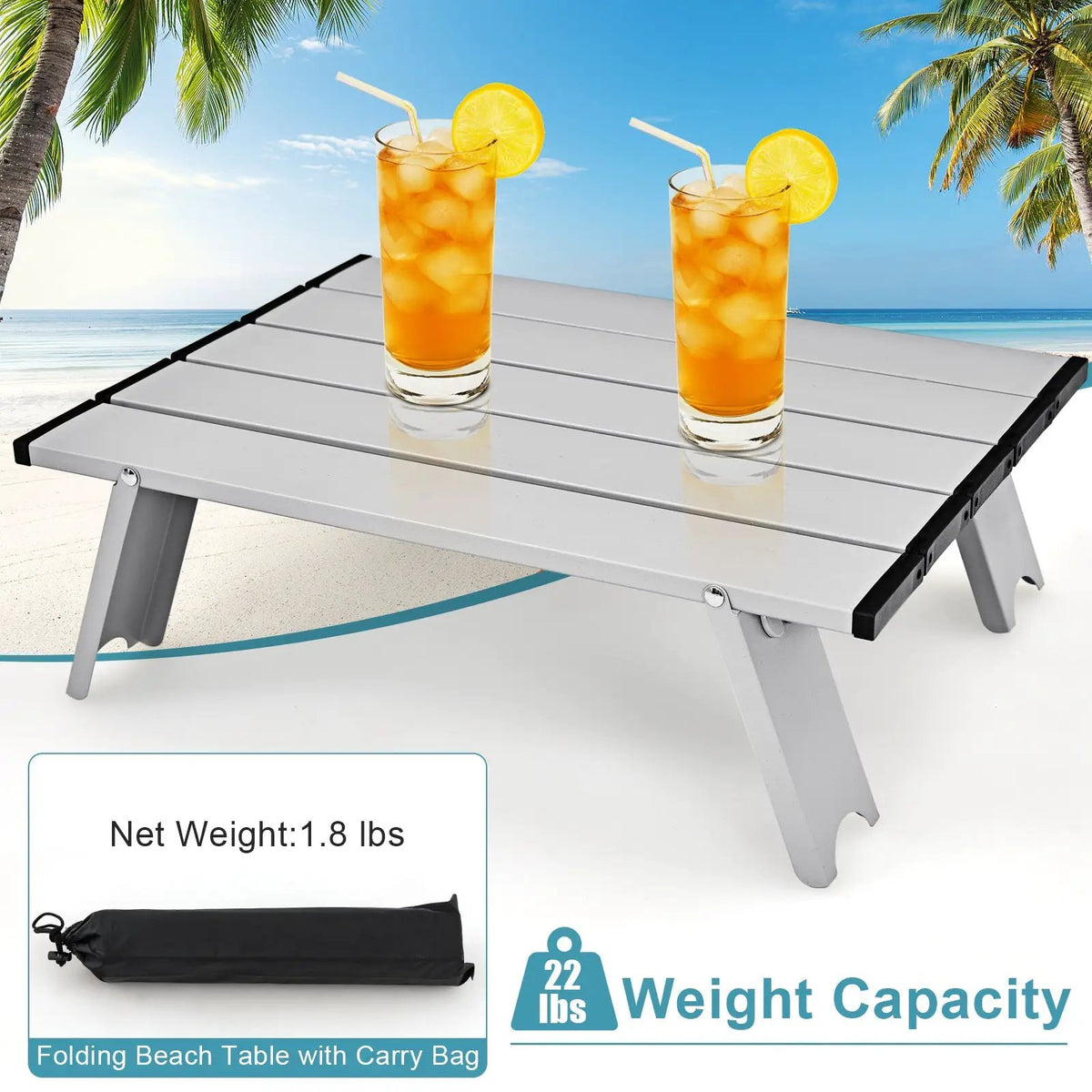 2 Packs 5-Position Outdoor Folding Backpack Beach Table Chair Reclining Chair Set by DirectDeals