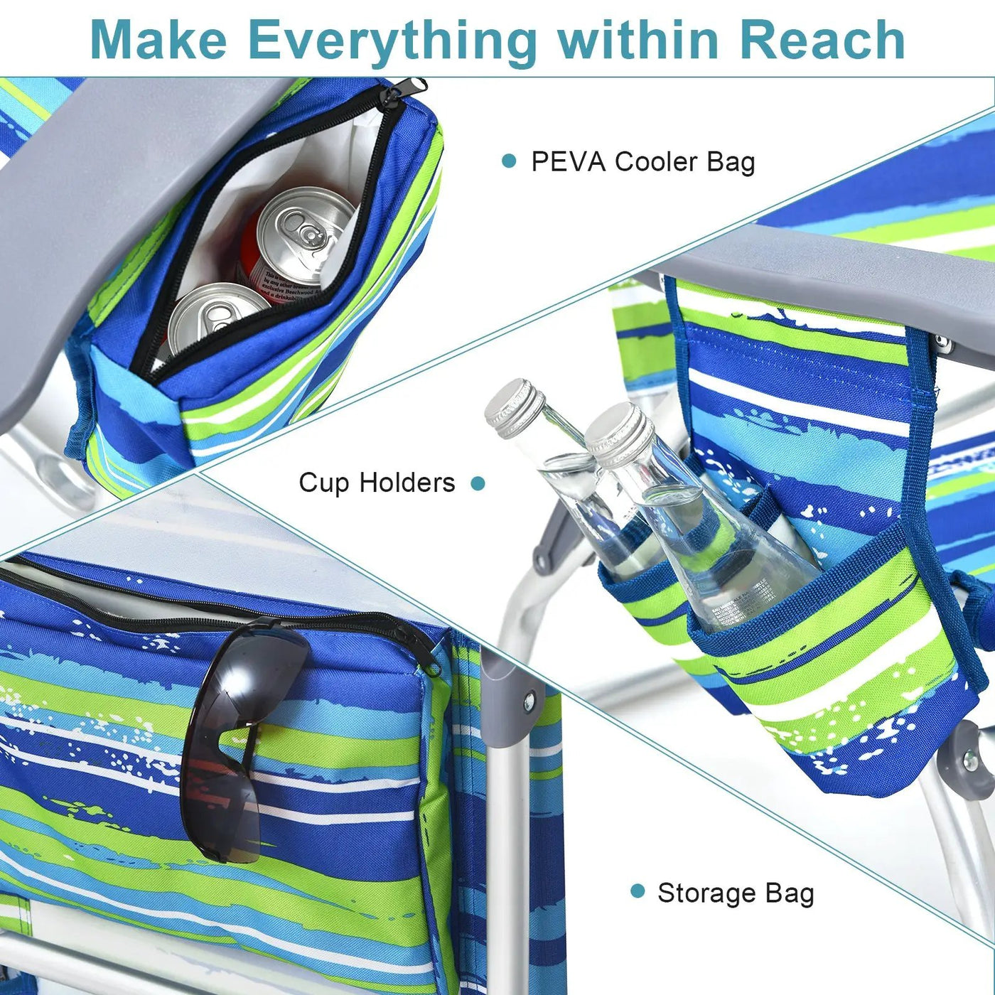 2 Packs 5-Position Outdoor Folding Backpack Beach Table Chair Reclining Chair Set by DirectDeals
