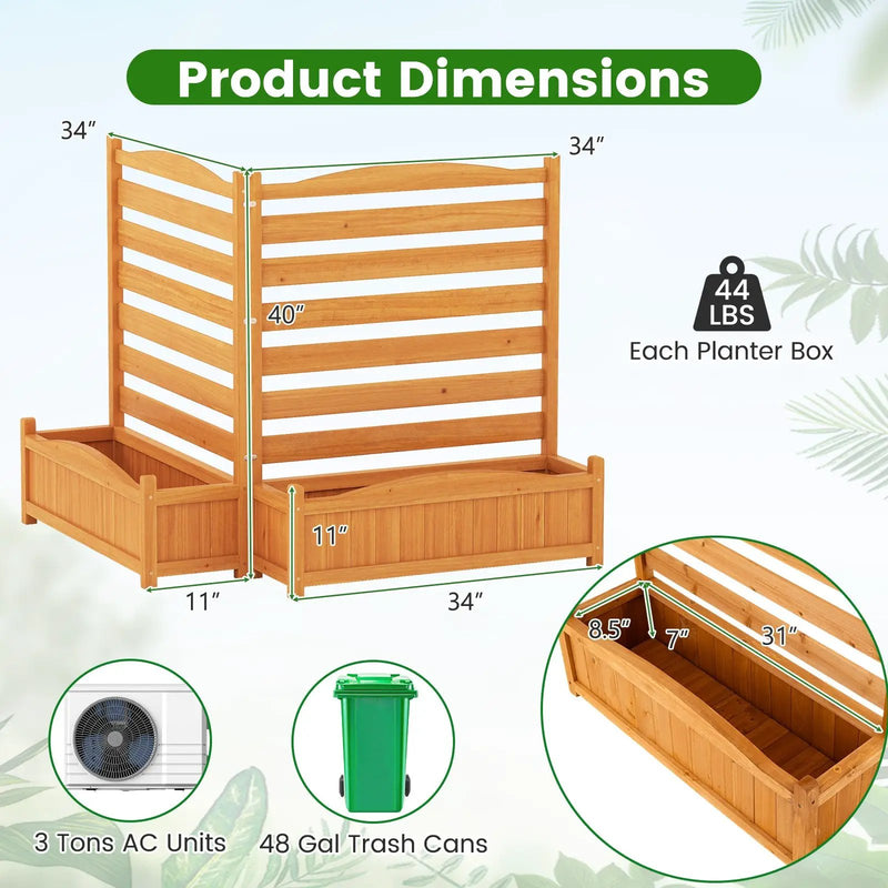 2-Panel Freestanding Outdoor Wood Privacy Screen-Yellow by DirectDeals