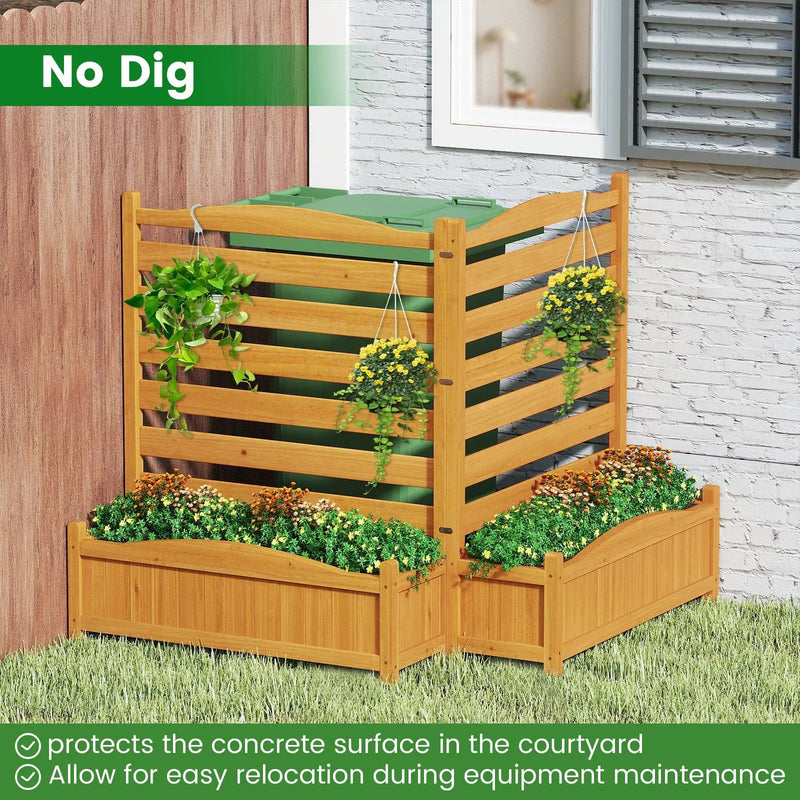 2-Panel Freestanding Outdoor Wood Privacy Screen-Yellow by DirectDeals
