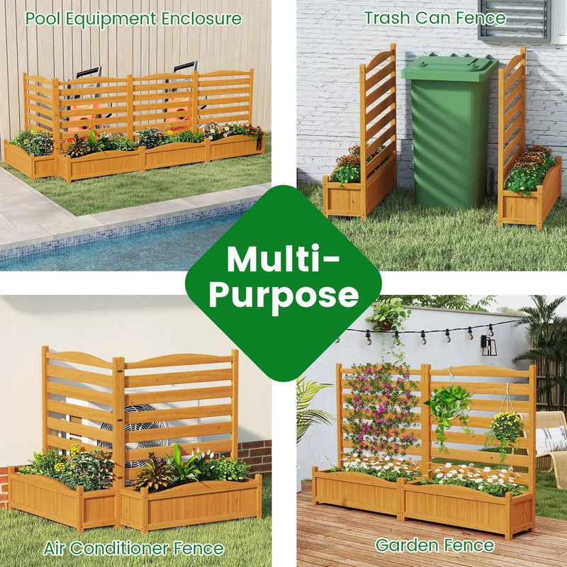 2-Panel Freestanding Outdoor Wood Privacy Screen-Yellow by DirectDeals