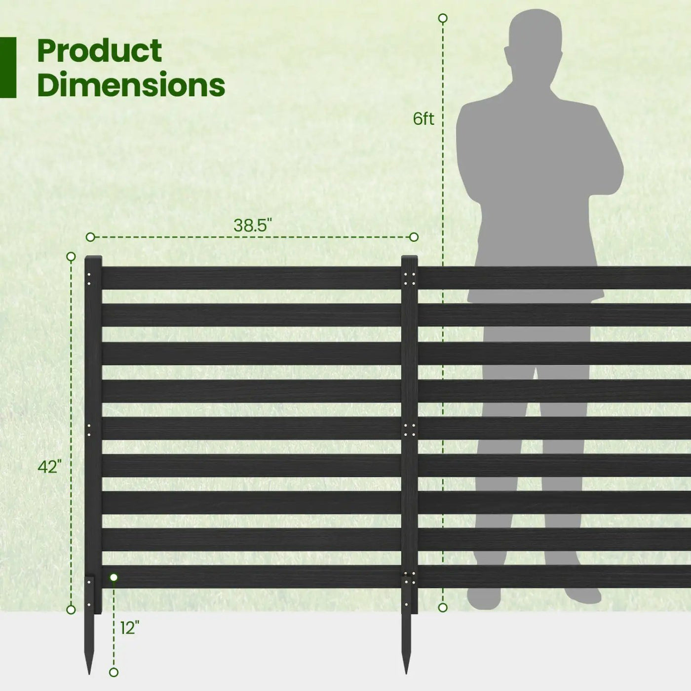2-Panel Wooden Outdoor Privacy Fence with Ground Stakes by DirectDeals