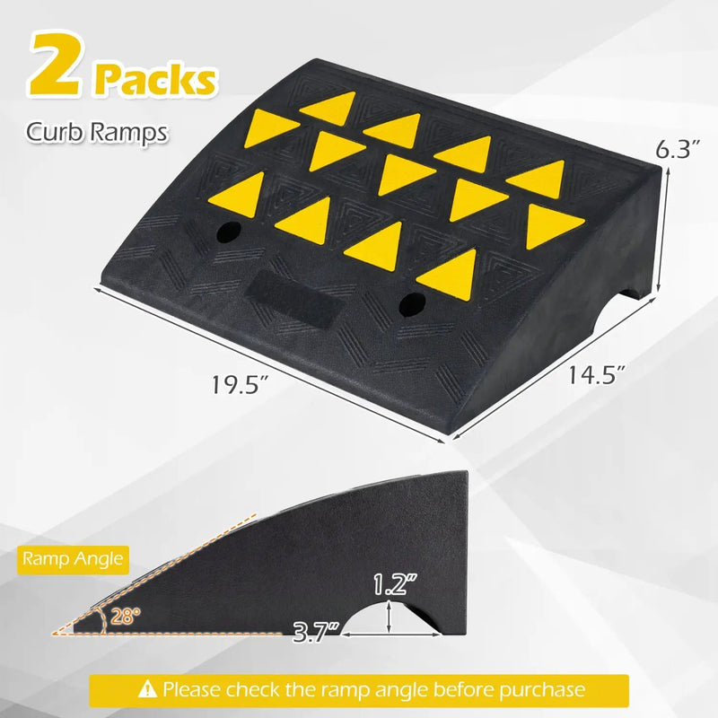 2 Pcs Driveway Threshold Ramps with 5/6 Inch Rise for Medium Trucks by DirectDeals