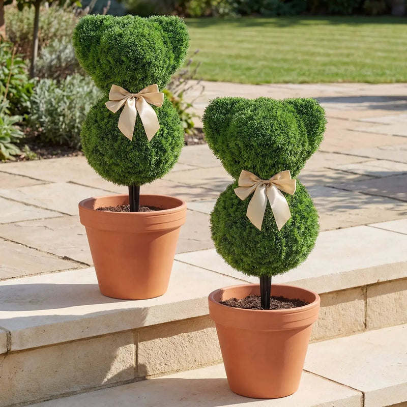 2 Pieces Teddy Bear Topiary Trees Sun by DirectDeals