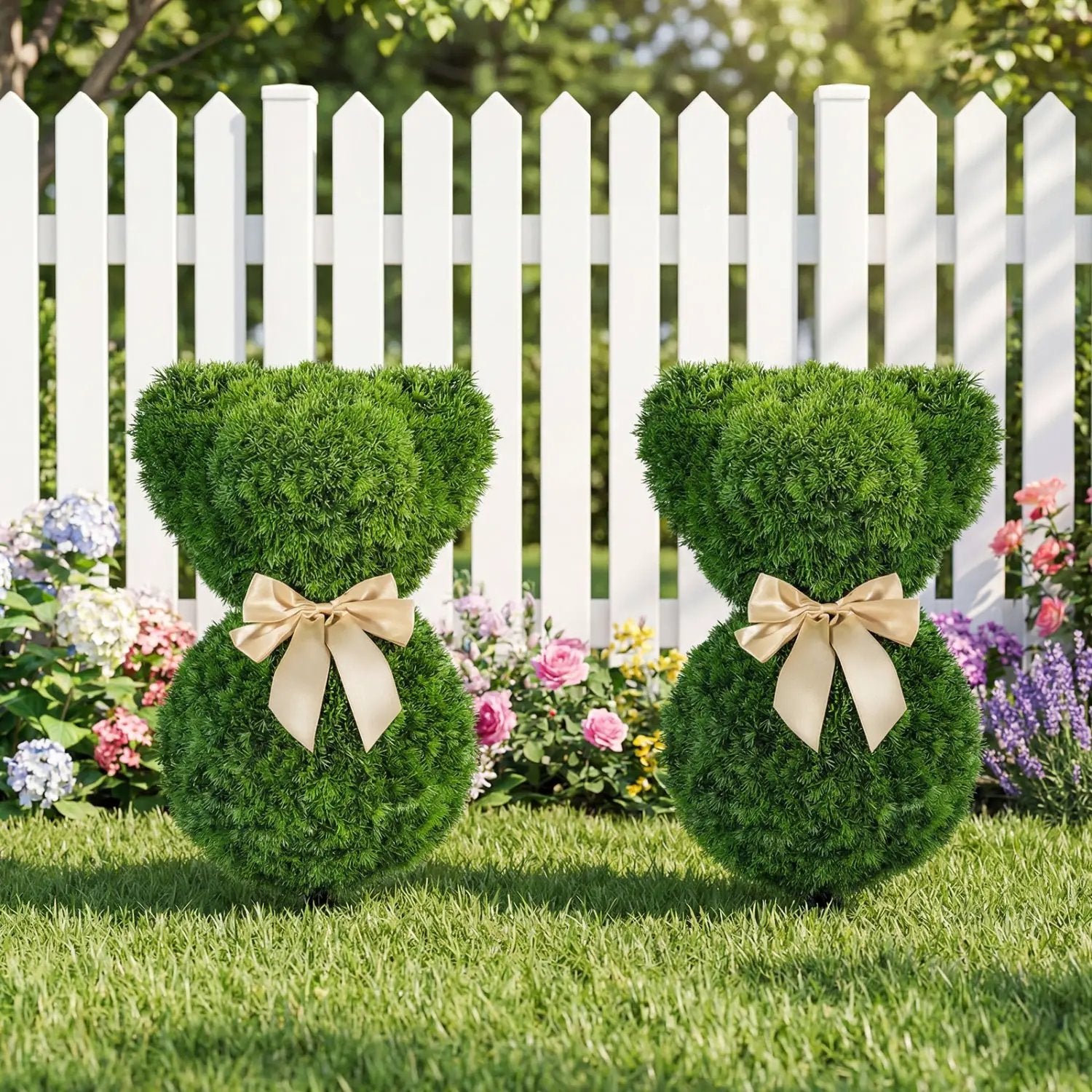 2 Pieces Teddy Bear Topiary Trees Sun by DirectDeals