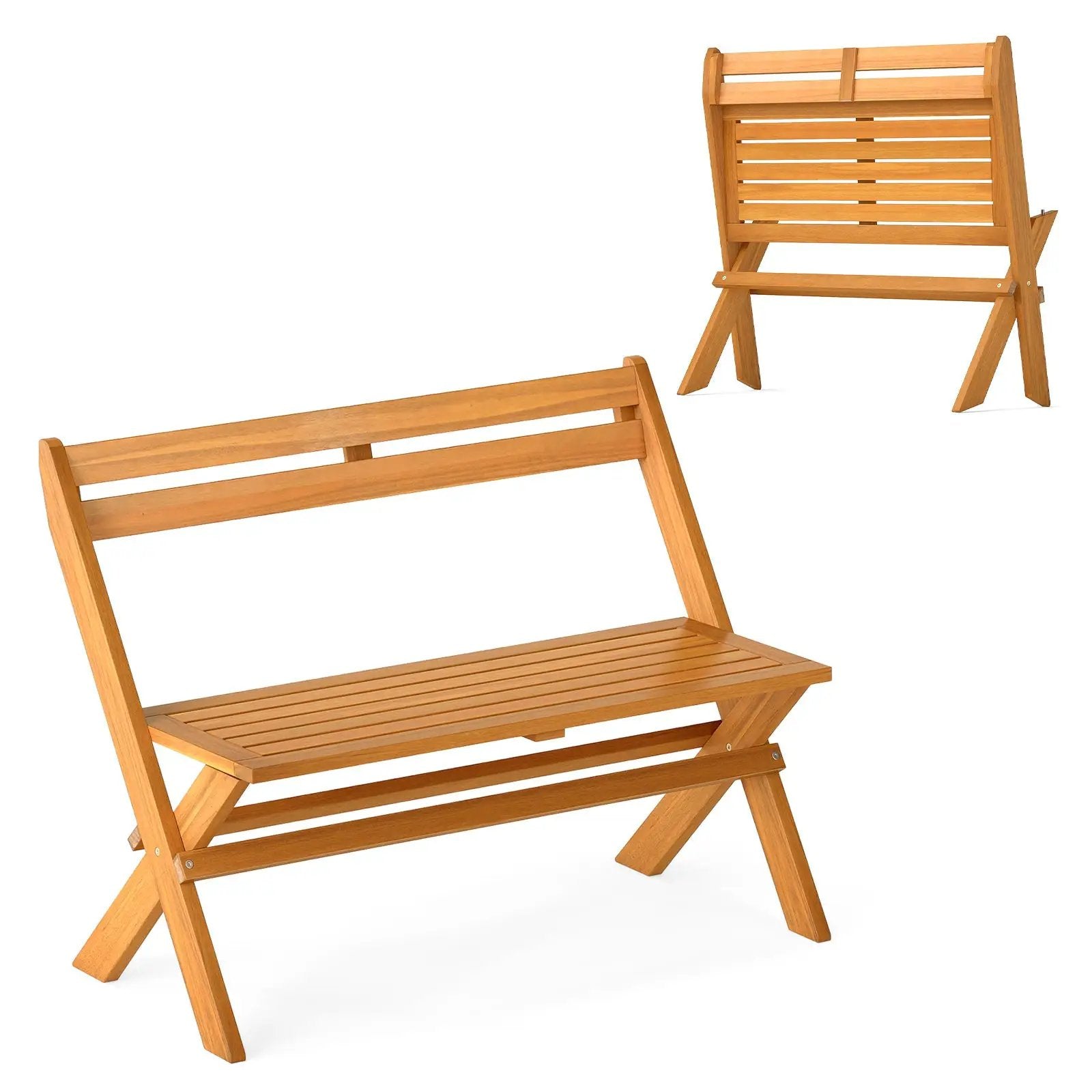 2-Person Acacia Wood Patio Garden Bench with 800 lbs Capacity by DirectDeals