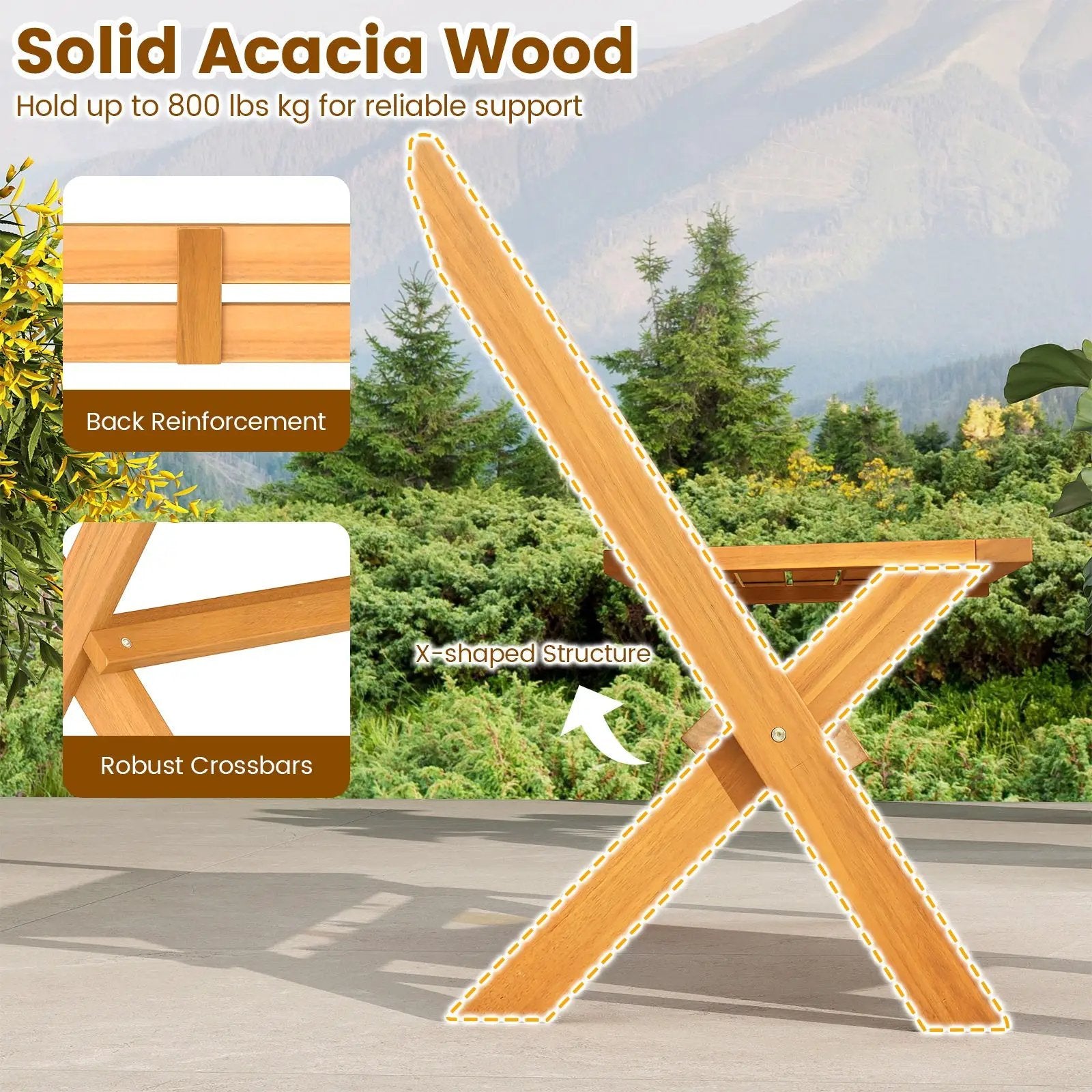 2-Person Acacia Wood Patio Garden Bench with 800 lbs Capacity by DirectDeals