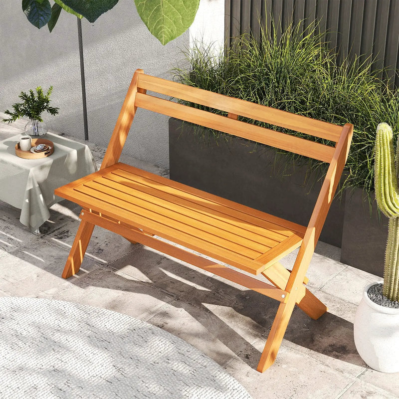 2-Person Acacia Wood Patio Garden Bench with 800 lbs Capacity by DirectDeals