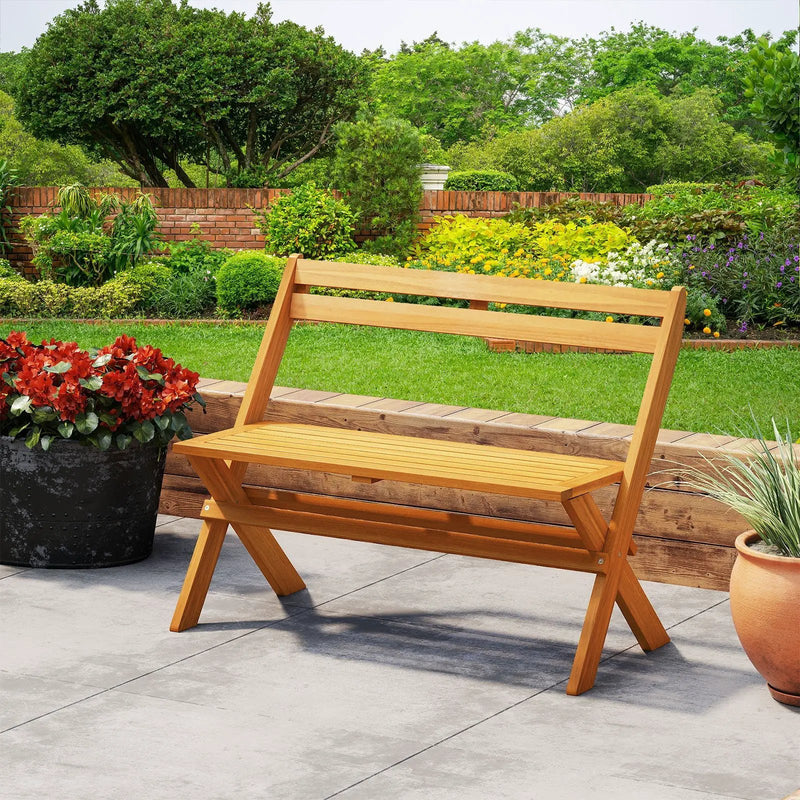 2-Person Acacia Wood Patio Garden Bench with 800 lbs Capacity by DirectDeals
