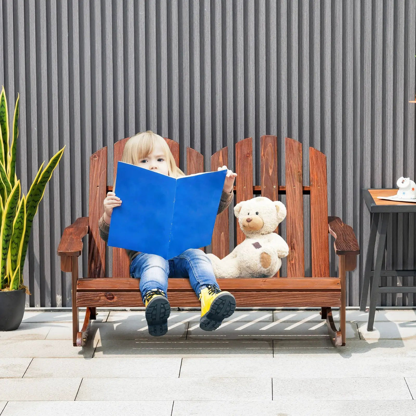 2 Person Adirondack Rocking Chair with Slatted seat by DirectDeals