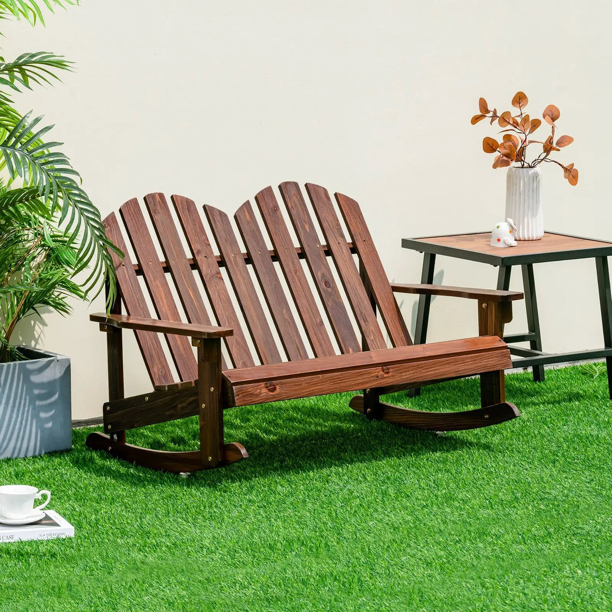 2 Person Adirondack Rocking Chair with Slatted seat by DirectDeals