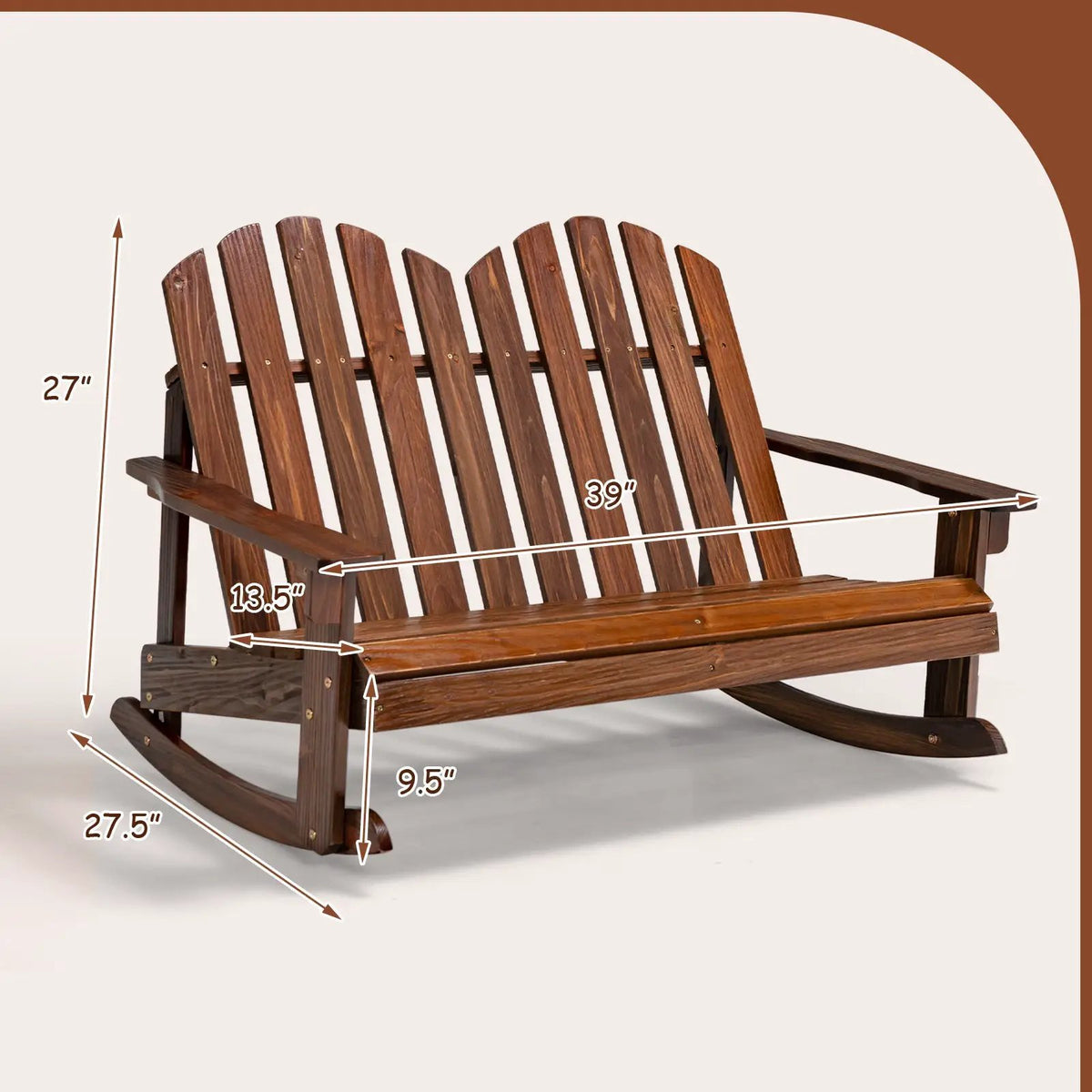 2 Person Adirondack Rocking Chair with Slatted seat by DirectDeals