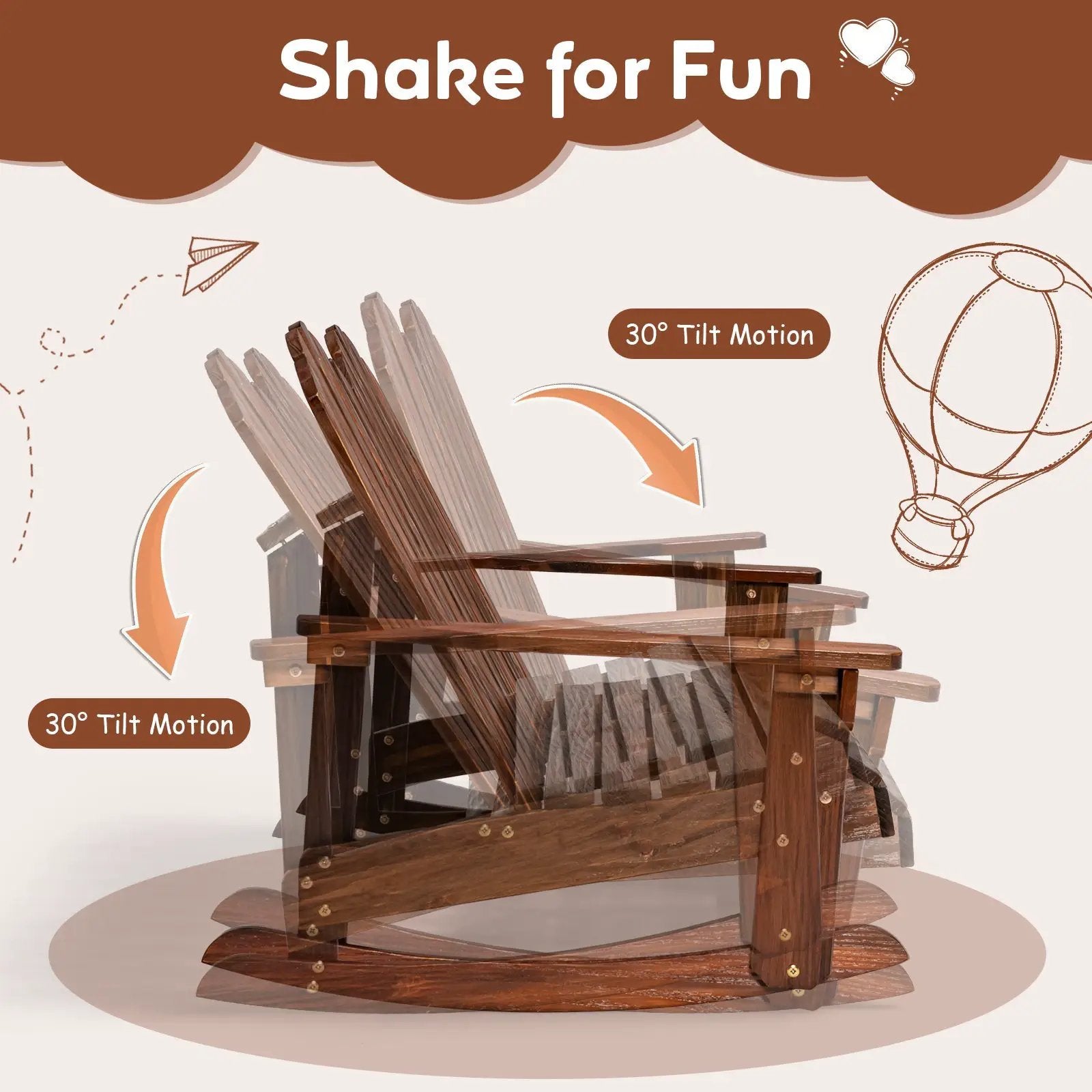 2 Person Adirondack Rocking Chair with Slatted seat by DirectDeals