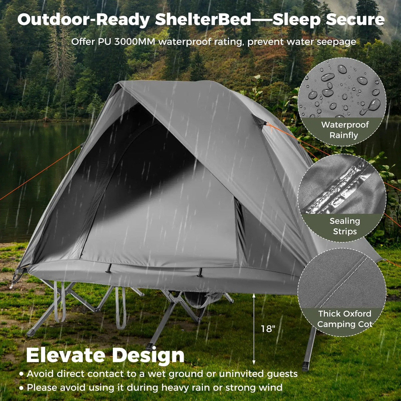 2-Person Camping Cot Tent Foldable Off-Ground Camping Combo for Adults by DirectDeals
