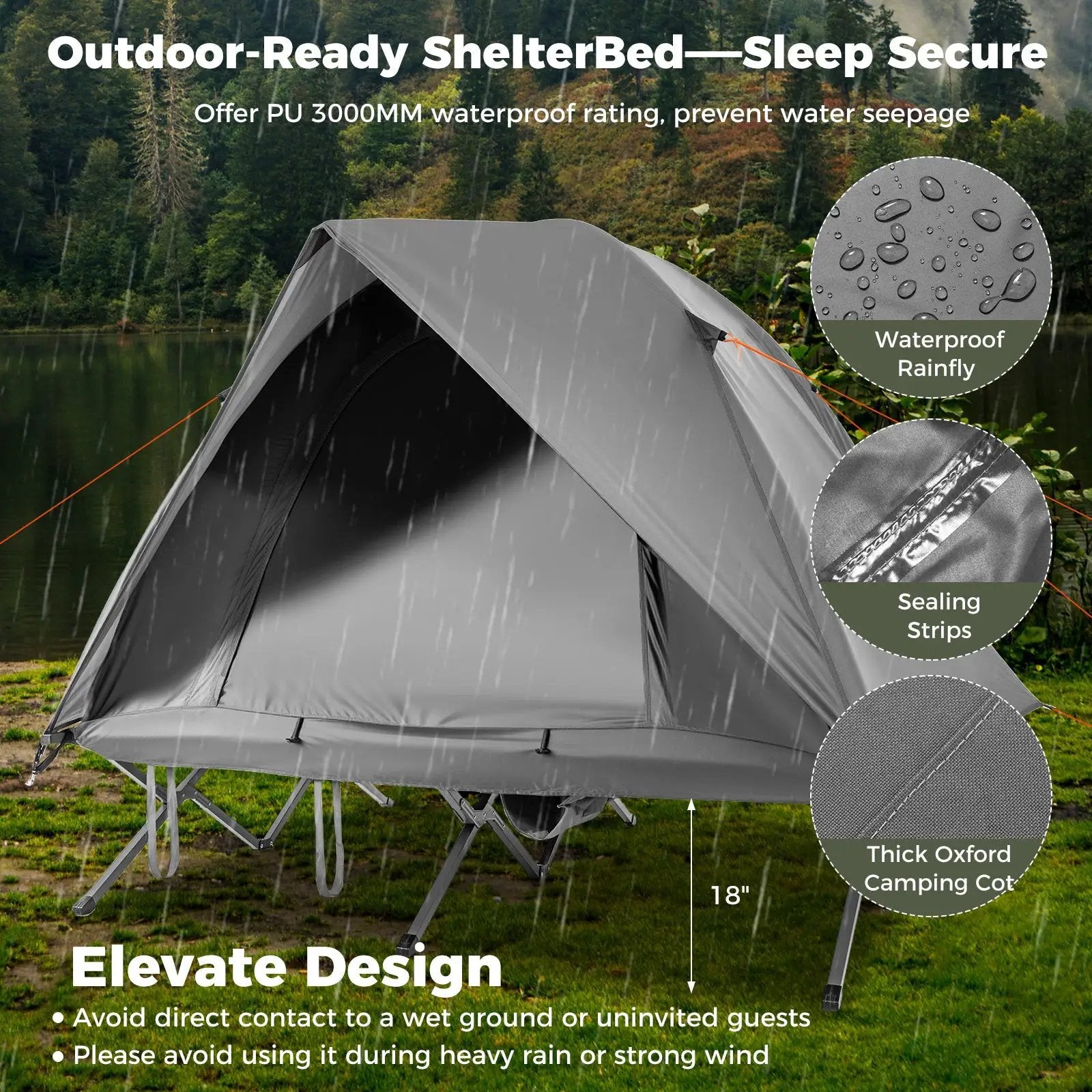 2-Person Camping Cot Tent Foldable Off-Ground Camping Combo for Adults by DirectDeals