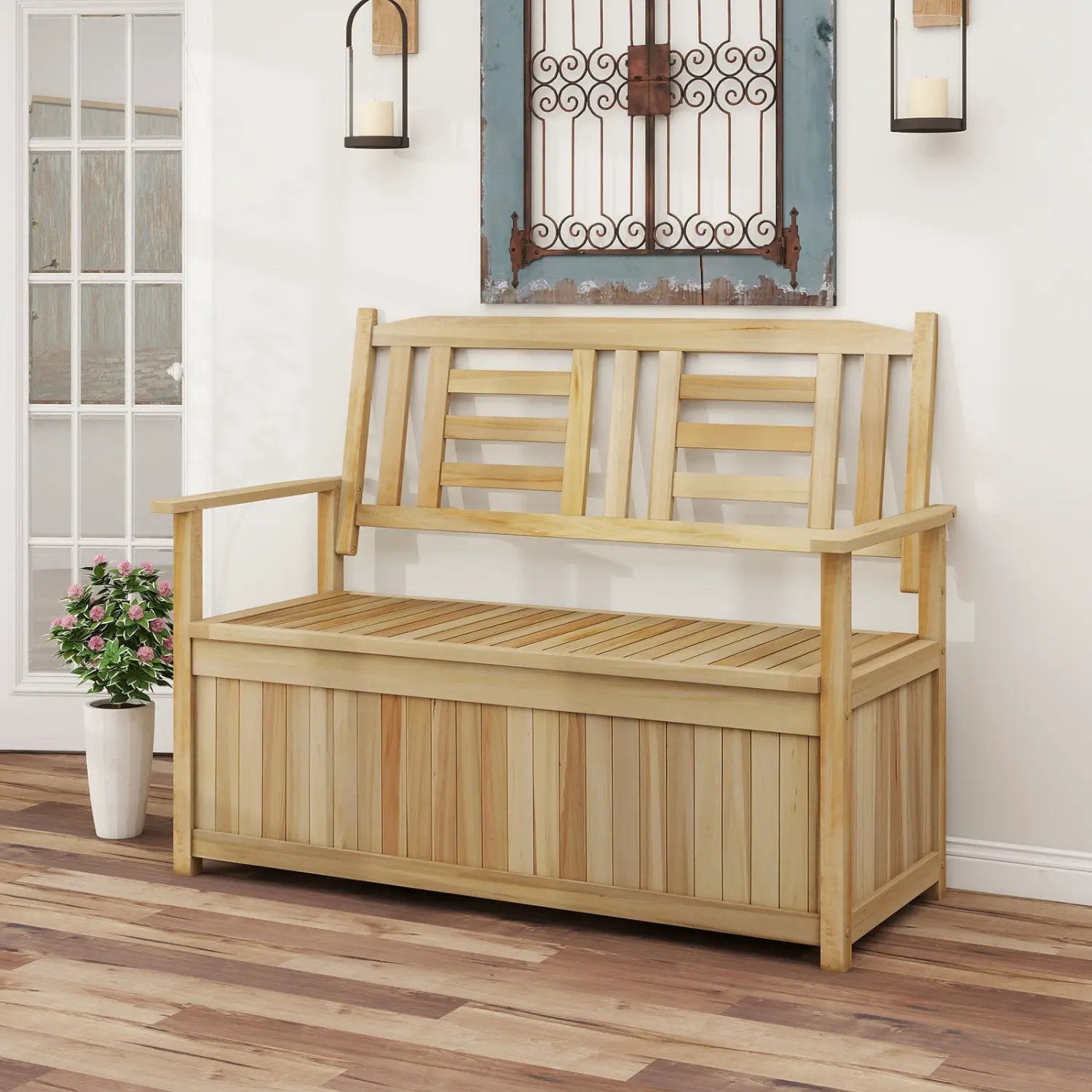 2-Person Storage Bench with 49 Gallon Capacity and Backrest by DirectDeals