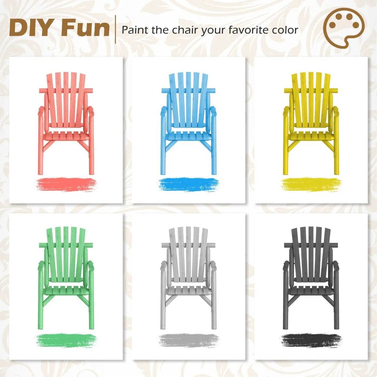 Solid Wood Patio Chair with Curved Seat and Slatted Backrest by DirectDeals