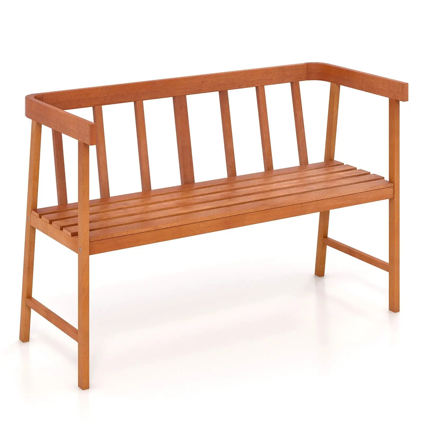 Outdoor Eucalyptus Wood Bench with Backrest and Armrests by DirectDeals