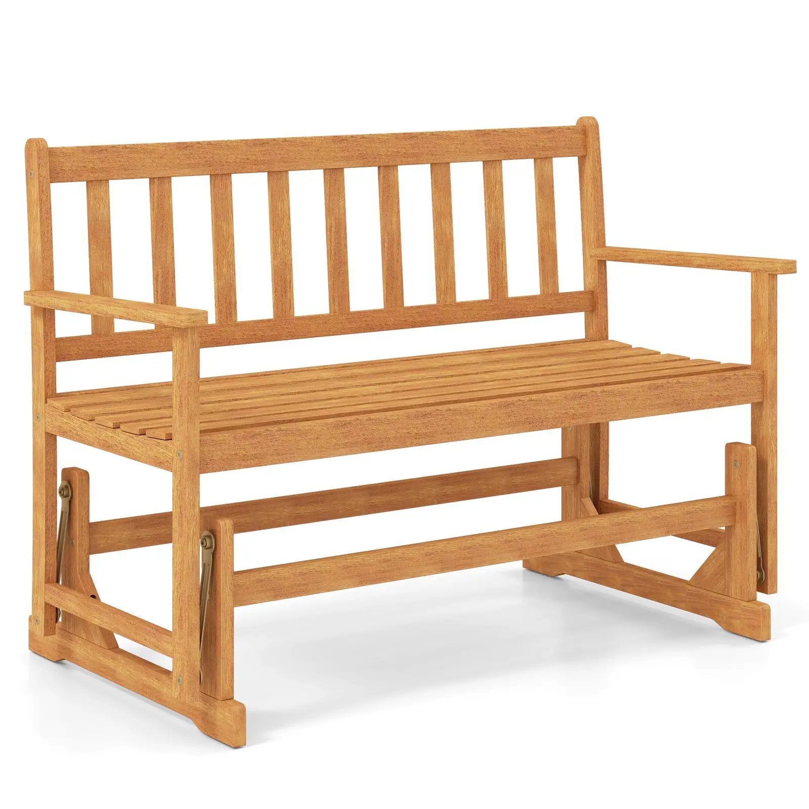 2-Person Outdoor Acacia Wood Glider Bench Patio Swing Rocking Loveseat by DirectDeals