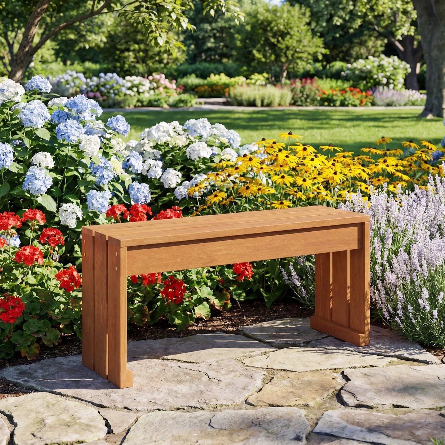 2-Person Outdoor Garden Bench with Solid Wooden Frame for Backyard by DirectDeals