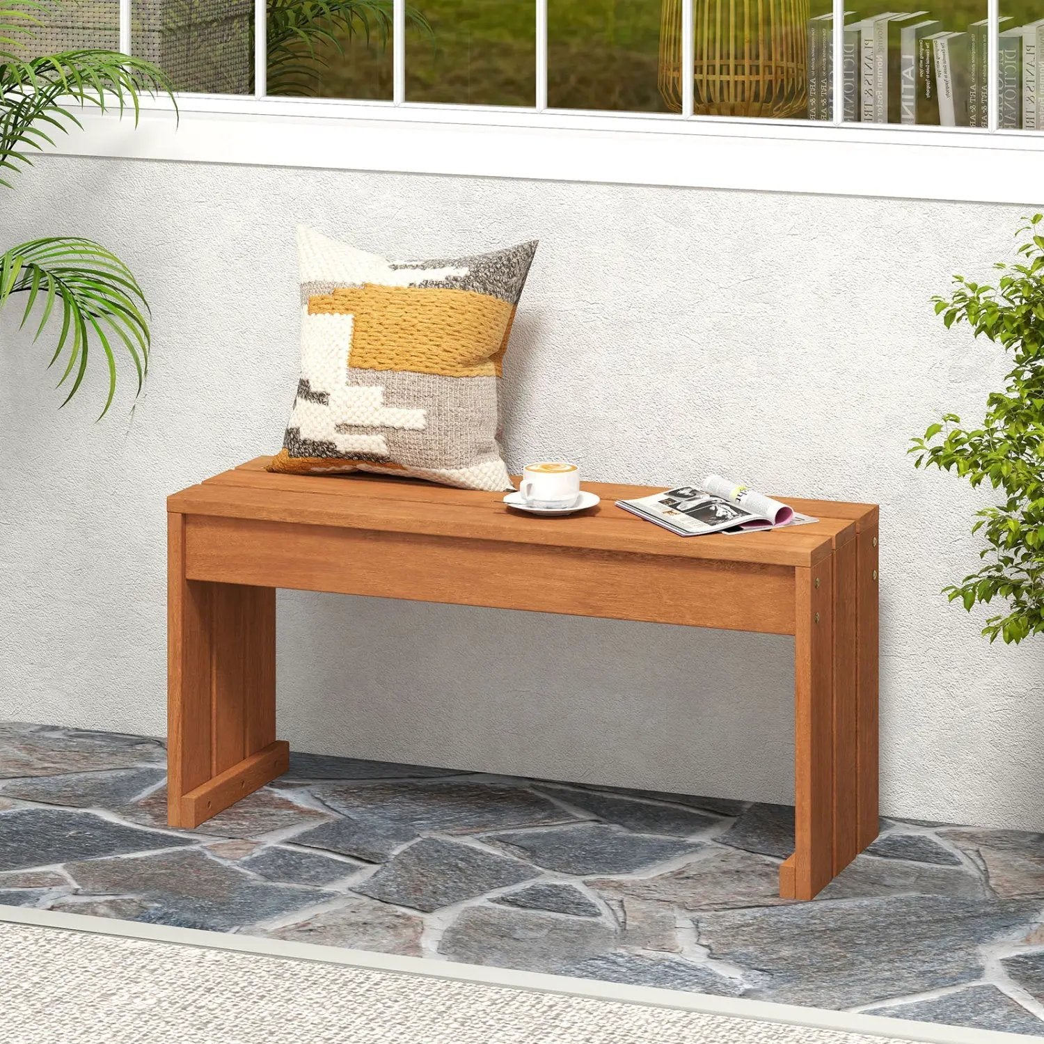 2-Person Outdoor Garden Bench with Solid Wooden Frame for Backyard by DirectDeals