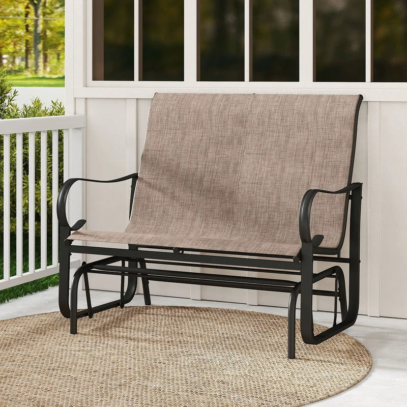 2-Person Outdoor Glider Bench with High Backrest-Brown by DirectDeals