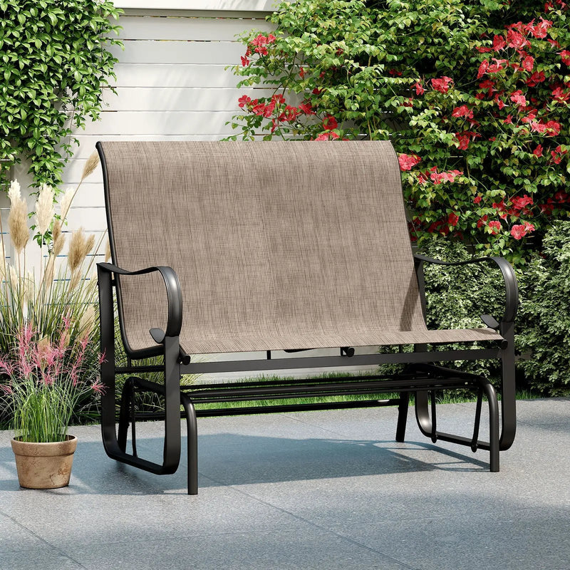2-Person Outdoor Glider Bench with High Backrest-Brown by DirectDeals