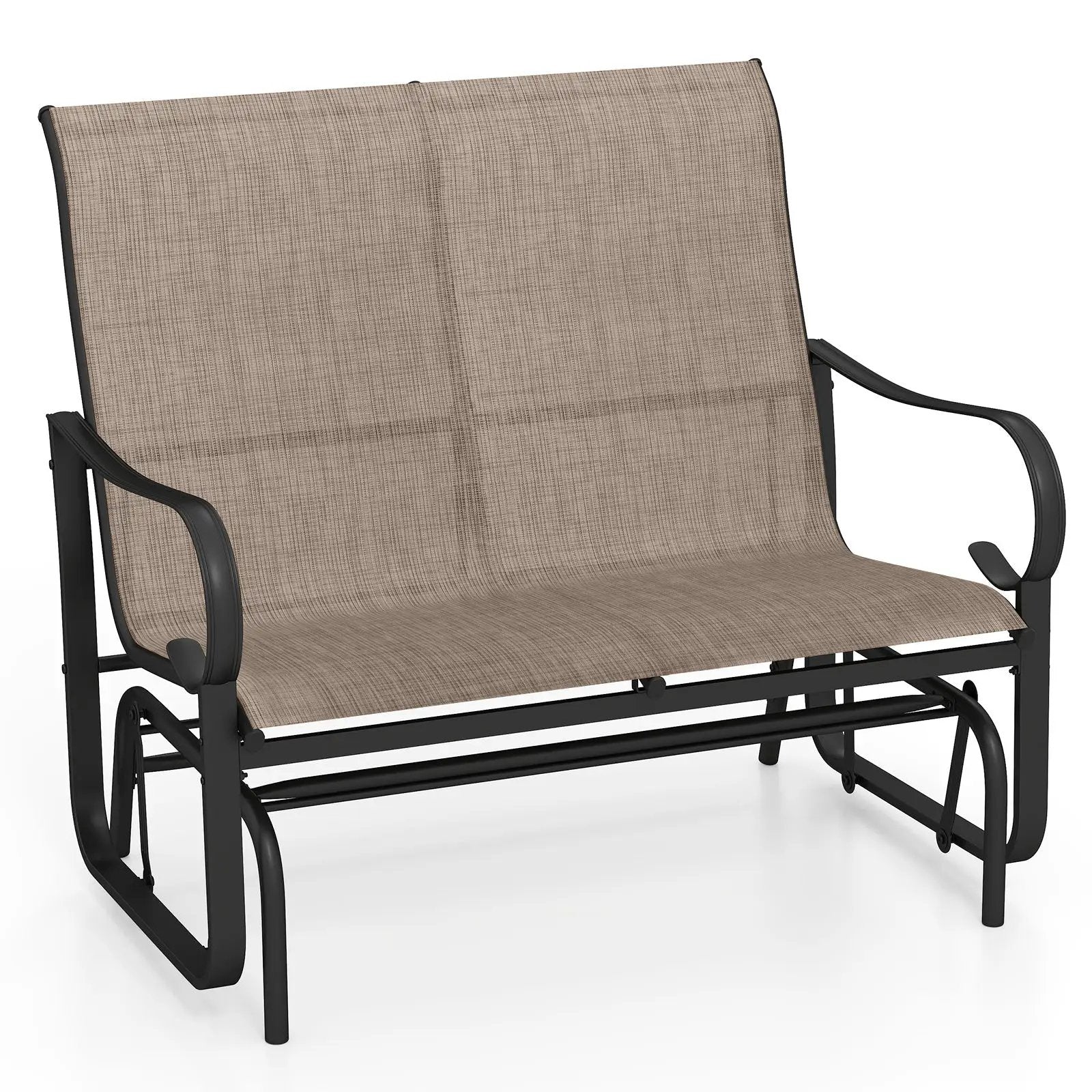 2-Person Outdoor Glider Bench with High Backrest-Brown by DirectDeals
