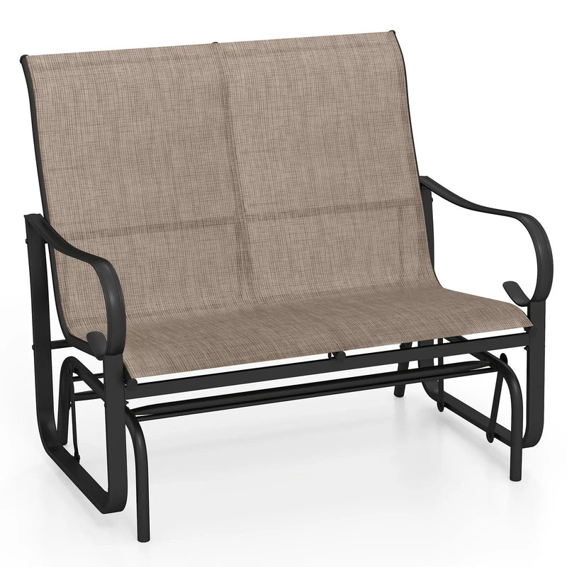 2-Person Outdoor Glider Bench with High Backrest-Brown by DirectDeals