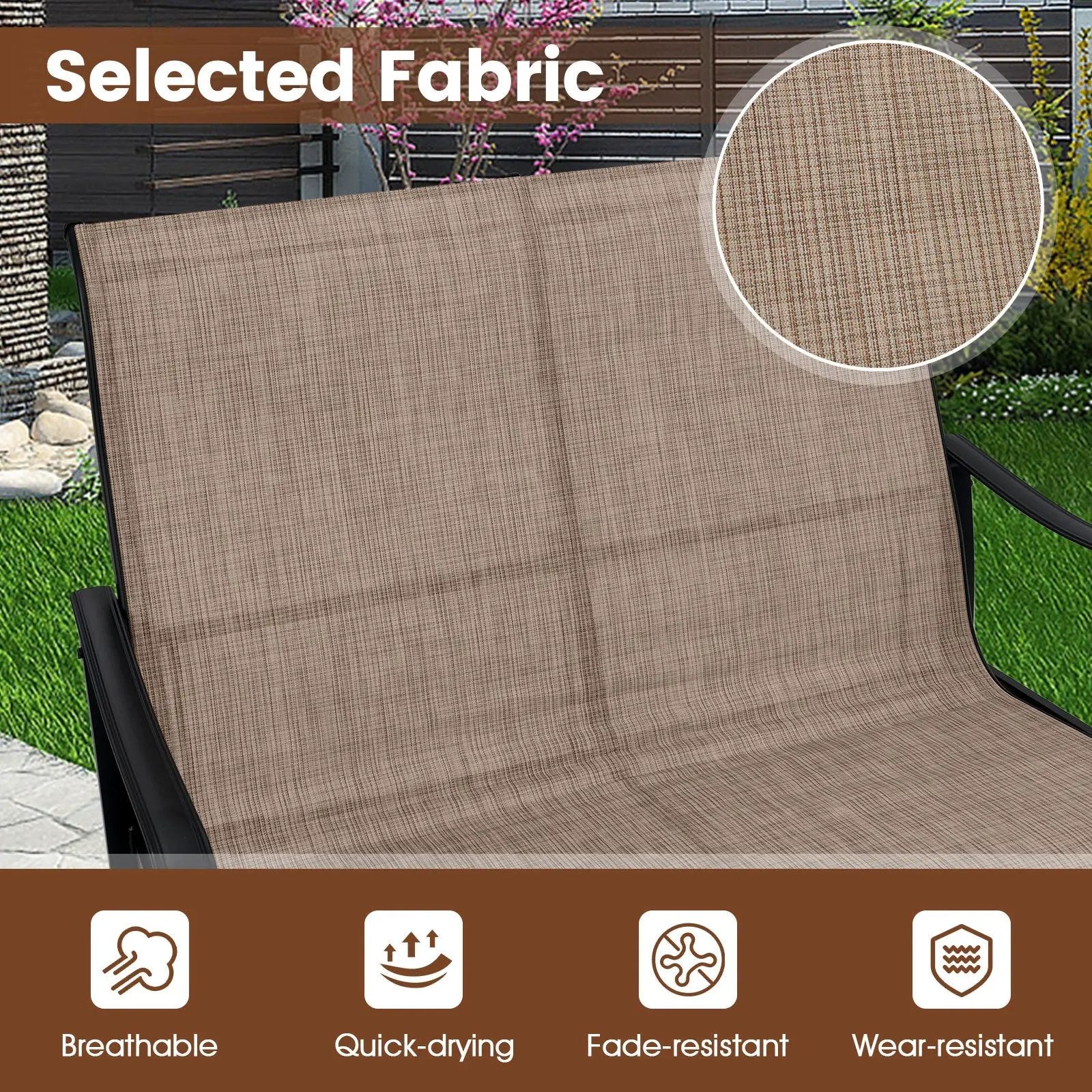 2-Person Outdoor Glider Bench with High Backrest-Brown by DirectDeals