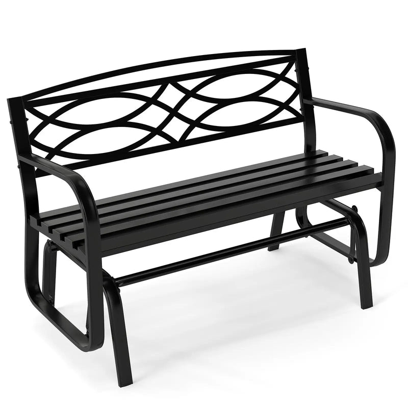 2-Person Outdoor Glider Bench with Metal Frame-Black by DirectDeals