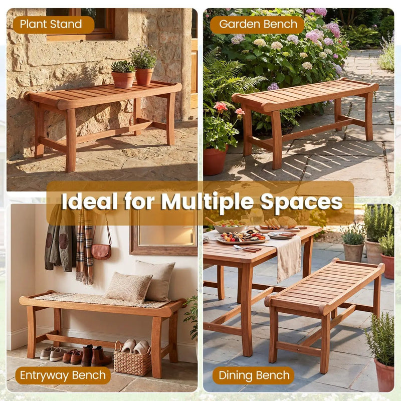 2-Person Outdoor Wood Bench with Slatted Seat - Set of 2 by DirectDeals