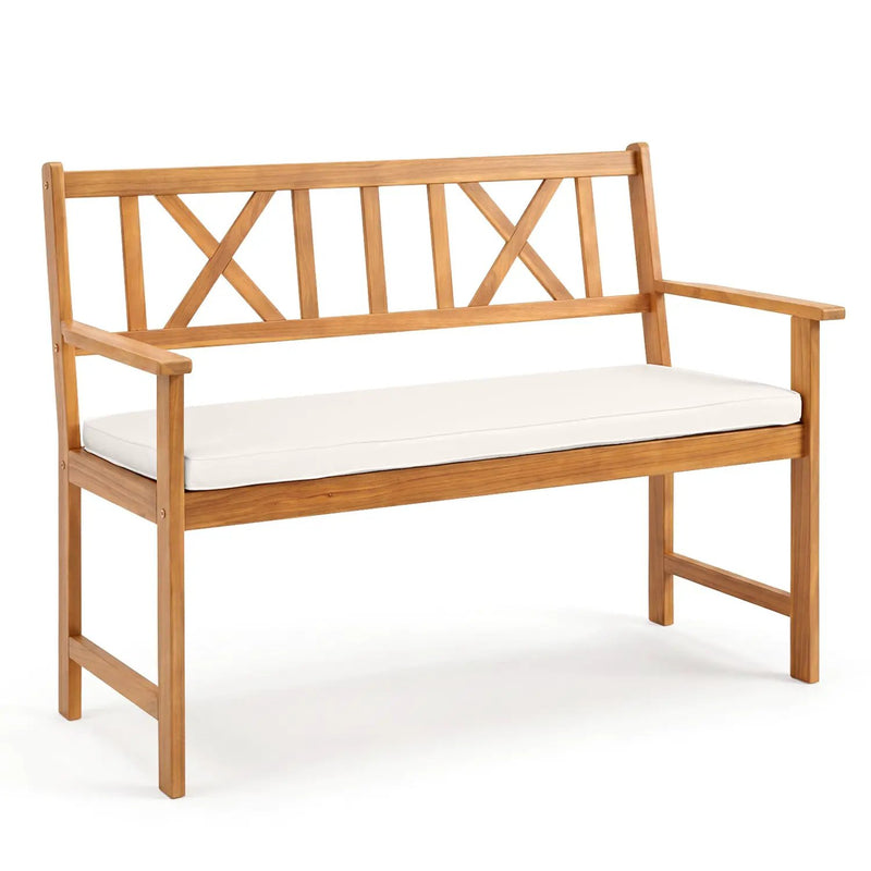 2-Person Acacia Wood Garden Bench with Removable Cushion by DirectDeals
