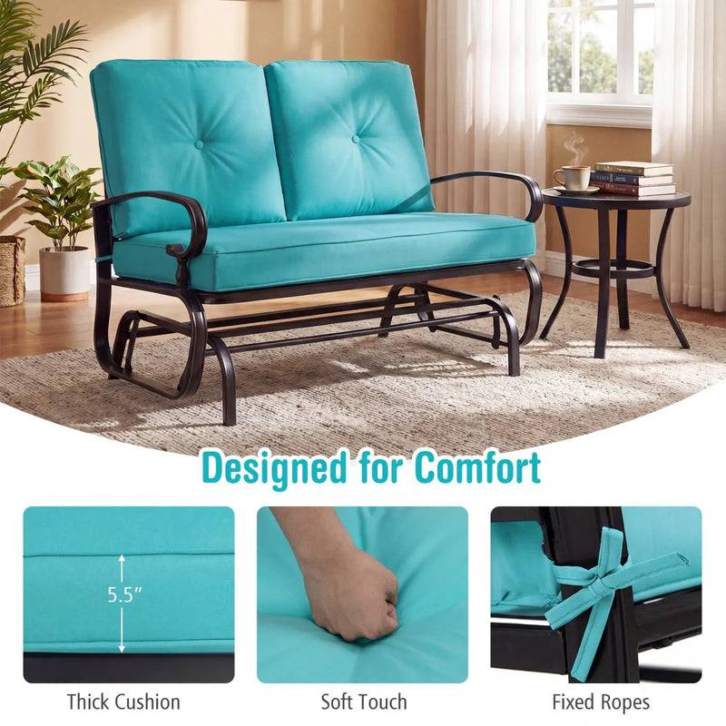 2-Seat Outdoor Swing Glider Chair with Cushions by DirectDeals