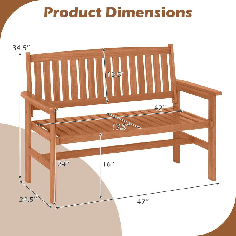2-Person Patio Loveseat with Slatted Backrest and Comfortable Armrests by DirectDeals
