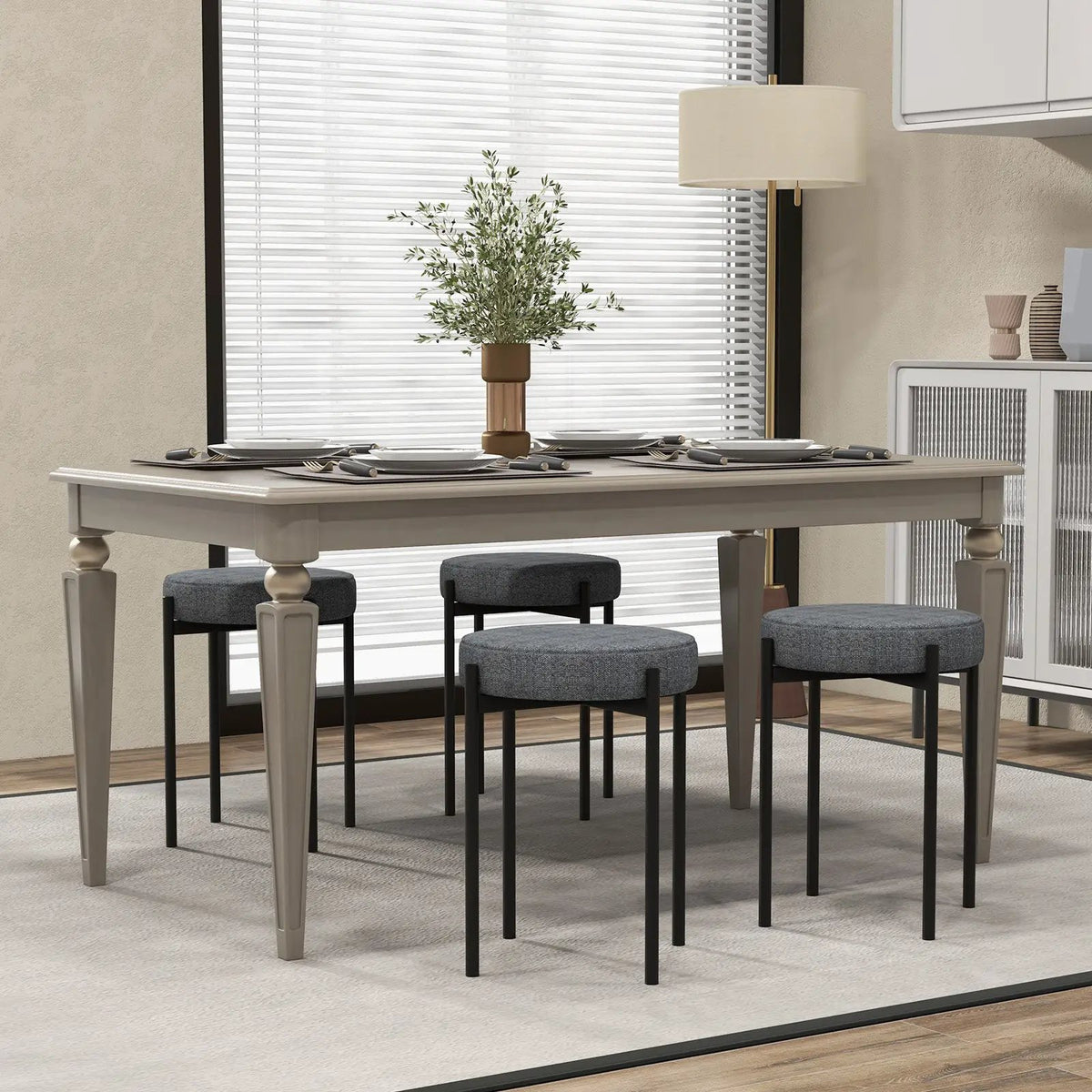 Bar Stools Set of 4 Upholstered Kitchen Stools with Foot Pads by DirectDeals