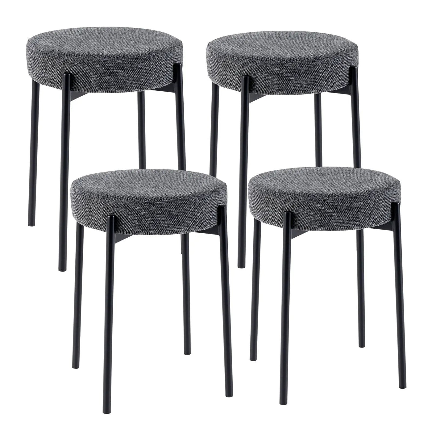 Bar Stools Set of 4 Upholstered Kitchen Stools with Foot Pads by DirectDeals
