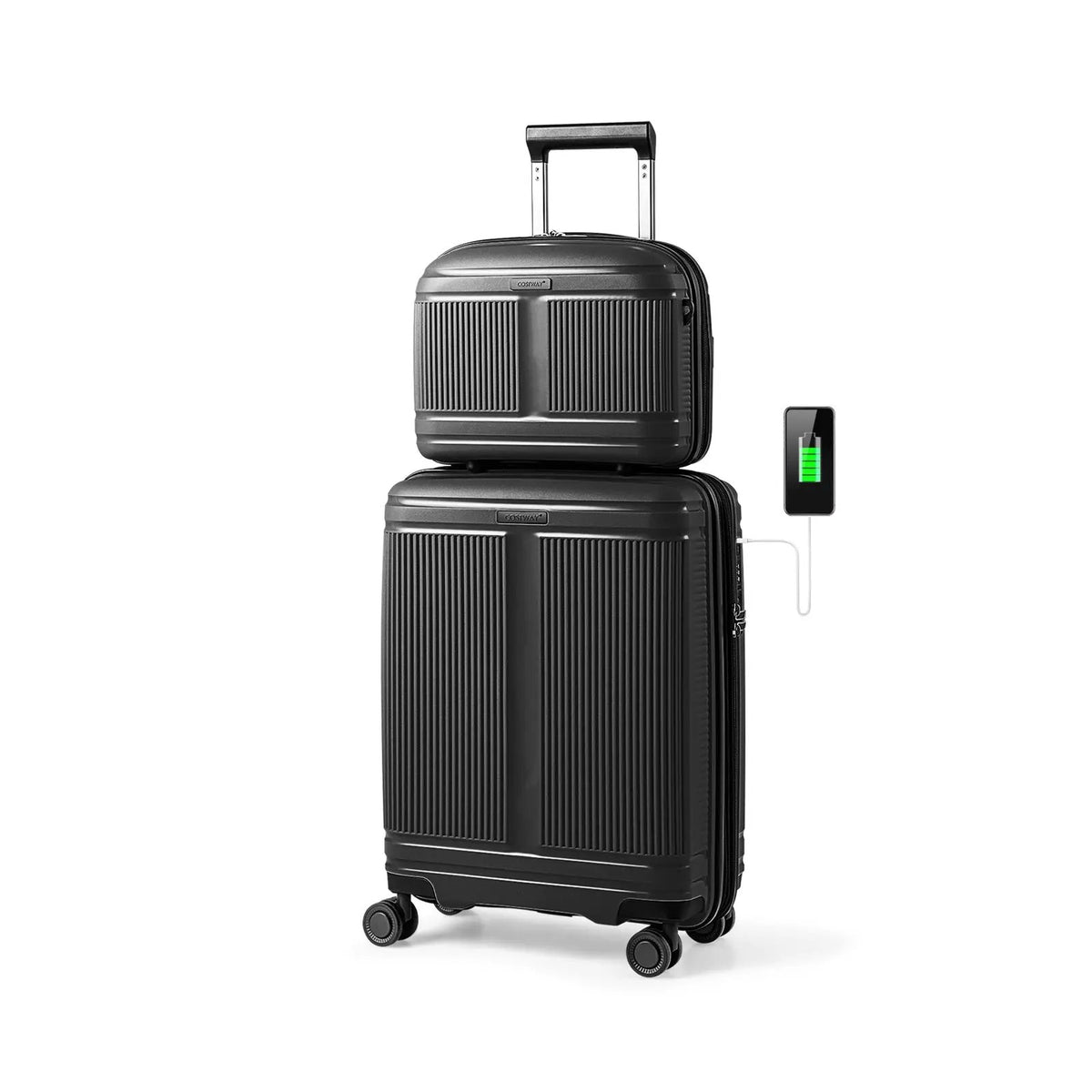 2-Piece Luggage Set 20 Inch Carry-on Suitcase and 14 Inch Cosmetic Case by DirectDeals