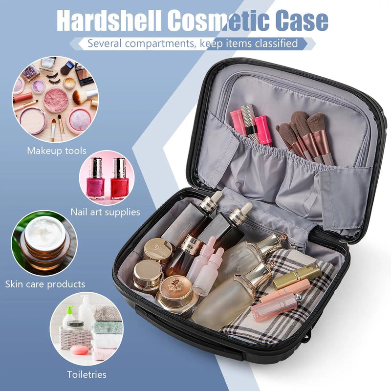 2-Piece Luggage Set 20 Inch Carry-on Suitcase and 14 Inch Cosmetic Case by DirectDeals