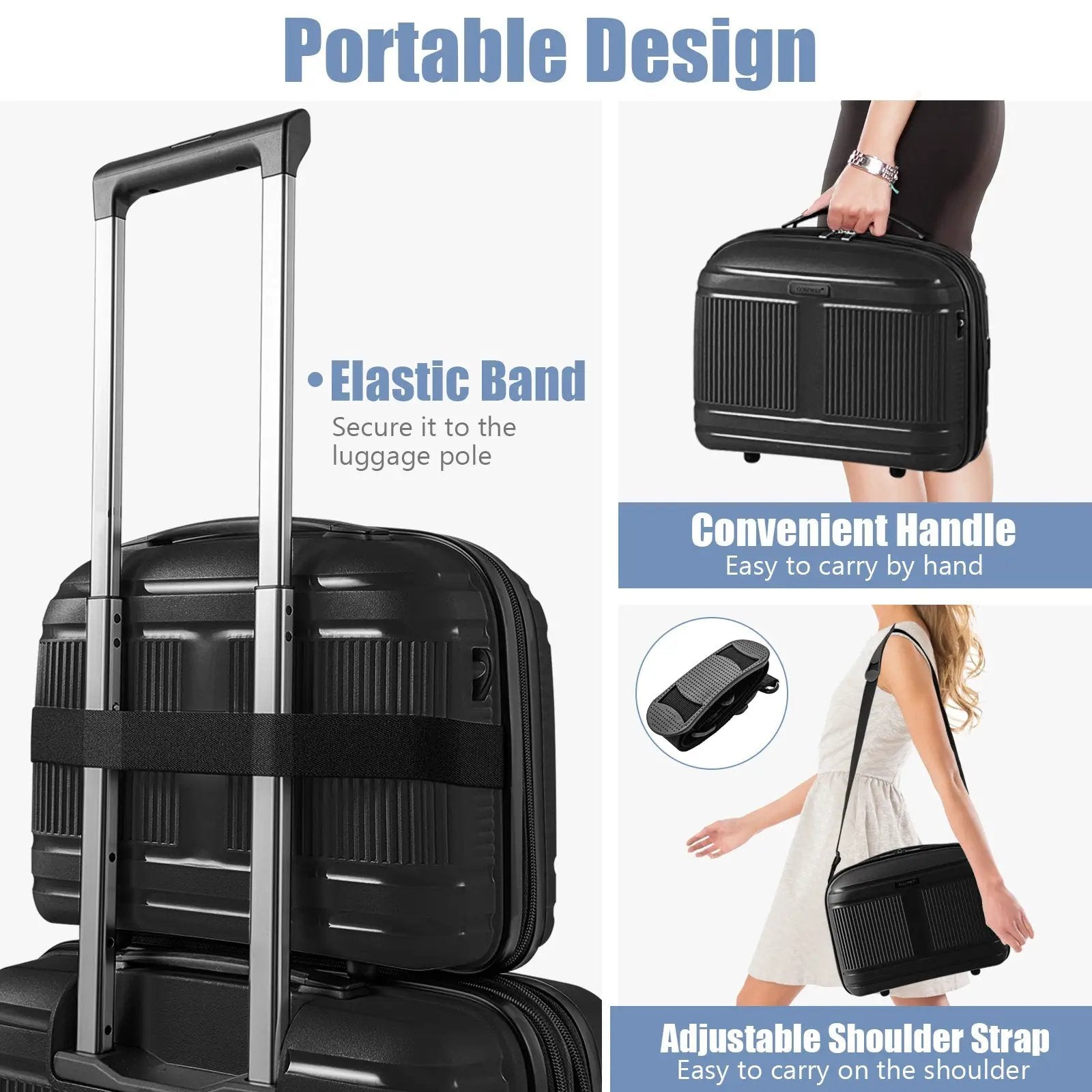 2-Piece Luggage Set 20 Inch Carry-on Suitcase and 14 Inch Cosmetic Case by DirectDeals