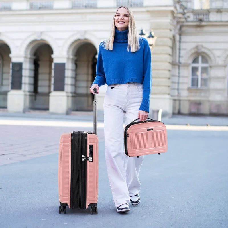 2-Piece Luggage Set 20 Inch Carry-on Suitcase and 14 Inch Cosmetic Case by DirectDeals