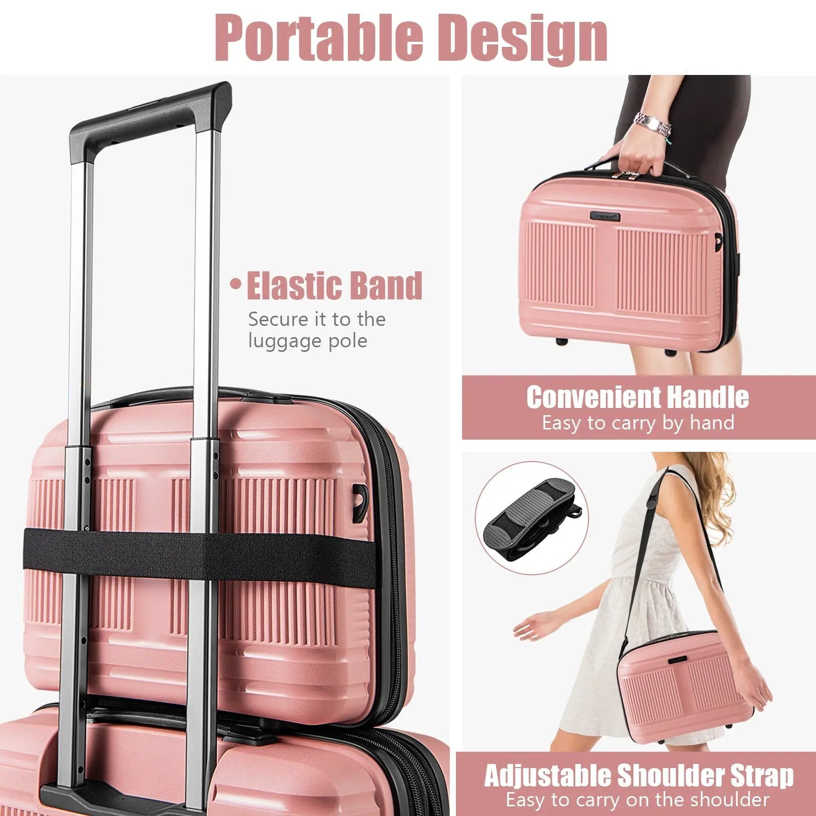 2-Piece Luggage Set 20 Inch Carry-on Suitcase and 14 Inch Cosmetic Case by DirectDeals