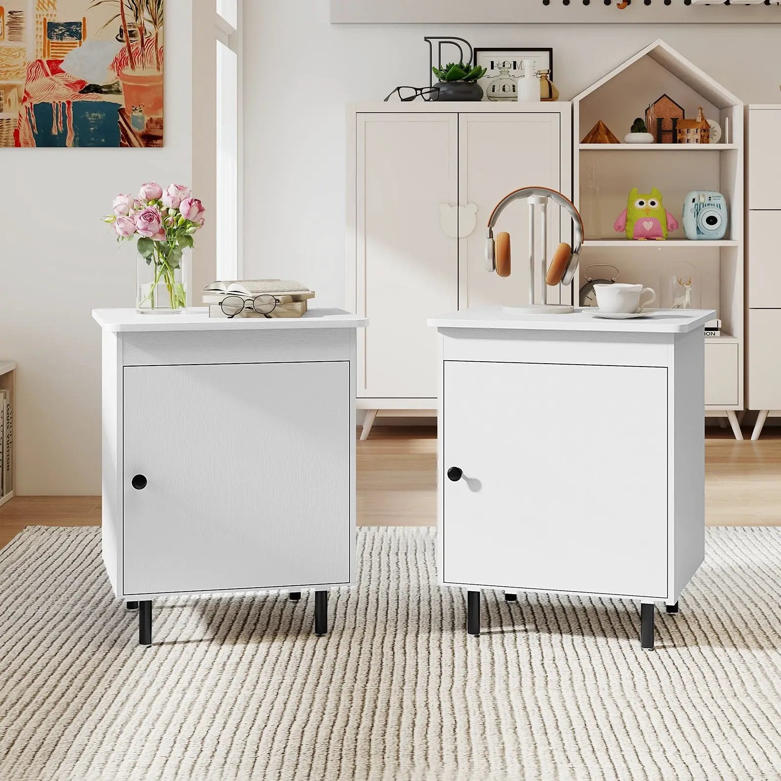 Nightstand Mid Century End Tables with Door by DirectDeals